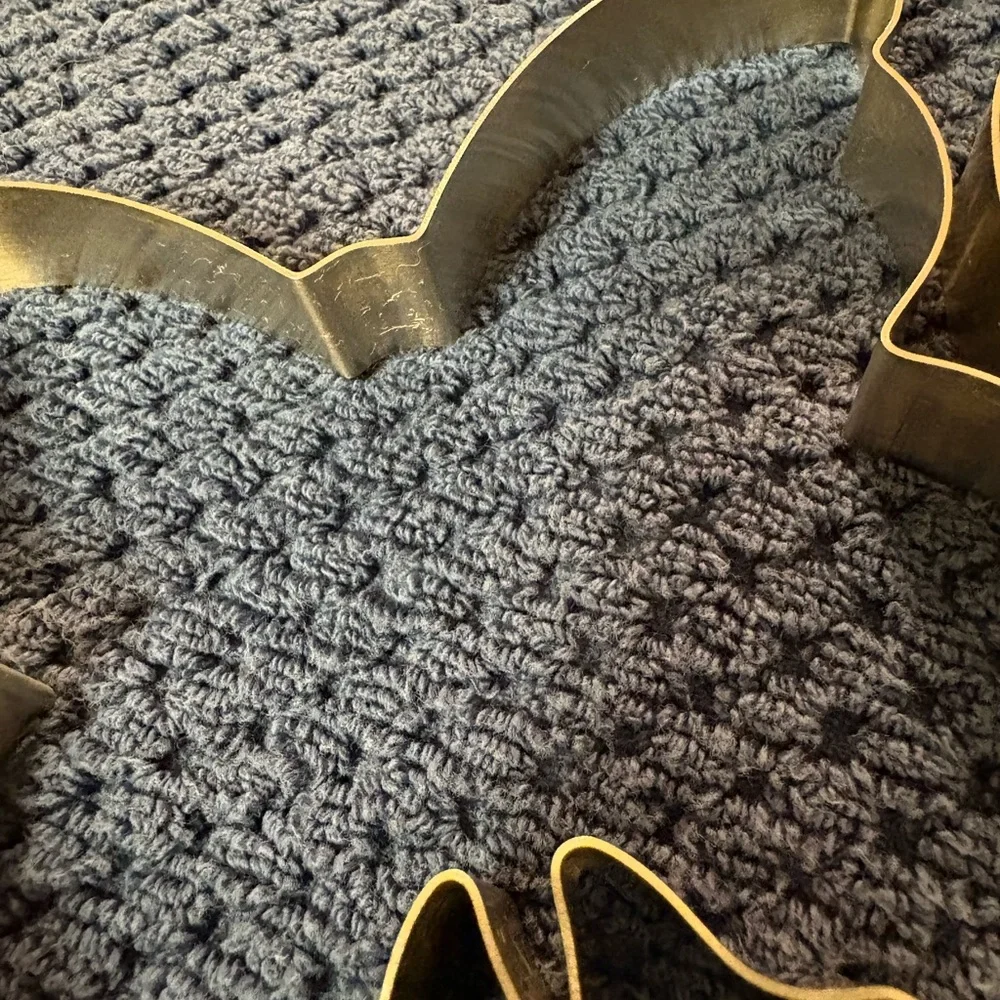 3 Older Metal‎ Pancake/Cookie Treat Cutters - Mitten, Heart & Butterfly